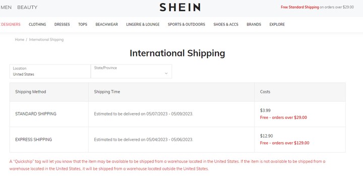 shein's-shipping-methods